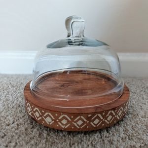 Glass Cloche with Wood Base